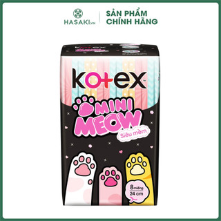 Băng Vệ Sinh Kotex Mini Meow Siêu Mềm Cánh 8 Miếng Mini Meow - 24cm Hasaki Sản Phẩm Chính Hãng