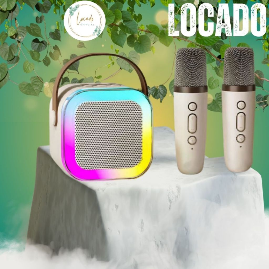 Loa karaoke mini có bluetooth K12 Không Dây  Kèm 2 Micro Thiết Kế Nhỏ Gọn Tiện Dụng | LOCADO | LOA K12