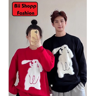  Áo Sweater Noel Đôi Thỏ , Áo Cổ Tròn cho các cặp đôi mùa noel From Rộng Phong Cách.