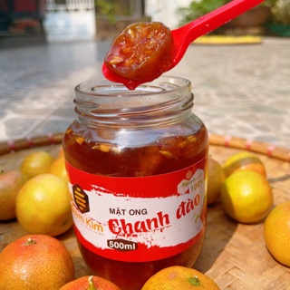 Chanh Đào Mật Ong Điềm Kim Hũ 500ml (700g) tác dụng giảm ho khan ho đờm cho mọi lứa tuổi