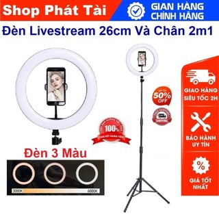 Đèn Livestream Size 26cm 3 Chế Độ Sáng , Đèn Makeup - Đèn Chụp Ảnh 26cm - Kèm Chân Đèn Cao - Bảo Hành 6 Tháng