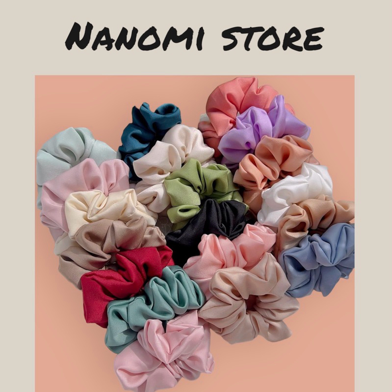 Cột tóc scrunchies satin/ lụa hàng thiết kế handmade by Mi - chất dày dặn