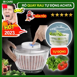 Rổ quay rau R10 bấm nút tự động làm ráo rau củ quả tức thì, rổ quay rau ly tâm dung tích 4,7L nhựa PP nguyên sinh 3BCARE