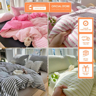 Set Bộ Vỏ chăn Ga Đũi Dệt Thô Phong Cách Hàn Quốc _ shinbedding