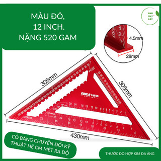 Thước hợp kim tam giác hệ 12inch/ hệ 300mm đa năng.