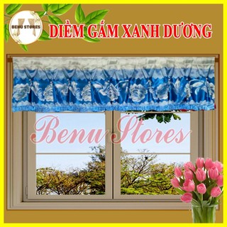 Rèm cửa 04 tất gấm xanh dương BENU STORES cắt theo kích thước yêu cầu