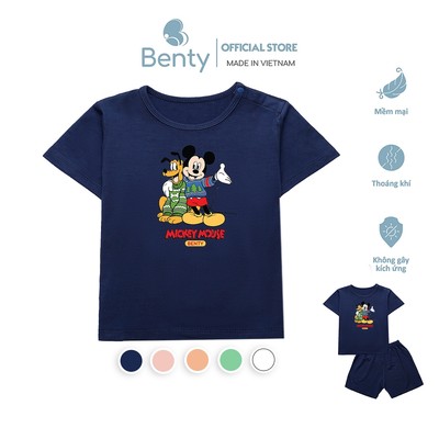 Bộ cộc tay cài vai in hình Mickey BT062 chất mềm mại, thoáng mát an toàn cho làn da nhạy cảm của bé