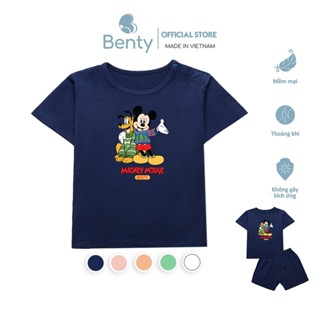 Bộ cộc tay cài vai in hình Mickey BT062 chất mềm mại, thoáng mát an toàn cho làn da nhạy cảm của bé
