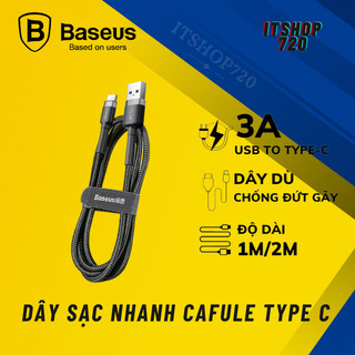 Cáp sạc Baseus USB Type C, sạc nhanh và truyền dữ liệu Cafule Type C 3A cho Xiaomi,samsung,oppo,...