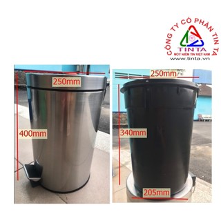 Thùng rác 12 lít, thùng rác inox đạp chân, thùng rác văn phòng, thùng rác inox mờ