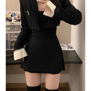 [ Bigsize 55-100kg] Set áo khoác vest croptop + áo váy 2 dây ( xử lý ép mùng, đứng form áo vest)