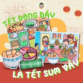  Bộ Tranh Đồ Chơi Giấy Cô Tiên Xanh Bữa Cơm Tết 