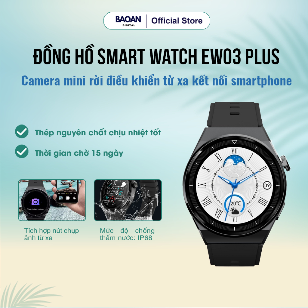 Đồng hồ thông minh Smart Watch EW03 Plus, đồng hồ thể thao điện tử theo dõi sức khoẻ, công nghệ cao 