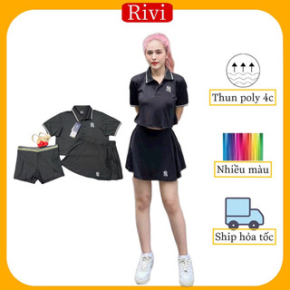 Set váy tập gym nữ, váy và áo tập golf, gym, yoga, aerobic nữ chất vải cá sấu cao cấp có quần bảo hộ