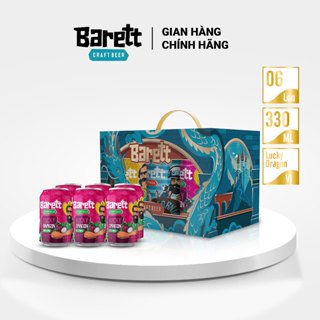 Bia thủ công BARETT vị Thanh Long 6 lon/ 330ml