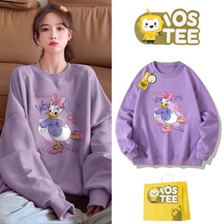 Áo nỉ Sweater da cá in hình vịt Do.nald màu tím cho các bạn teen IOSTEE
