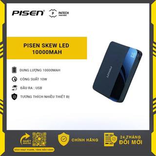Sạc dự phòng Pisen Skew Led 10000mAh, sạc thời trang siêu nhỏ, sạc đồng thời 2 thiết bị, an toàn, bảo hành 24 tháng