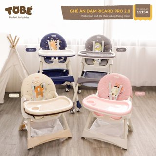 Ghế ăn dặm 6 chức năng tobe Ricard Pro có đệm, gấp gọn, bánh xe, nâng hạ độ cao, an toàn cho bé trai bé gái 3109 1115 A