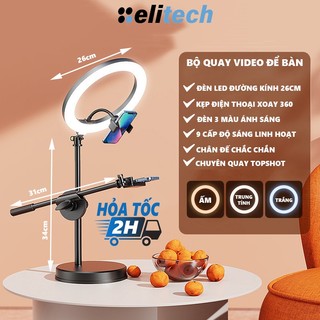 Bộ giá đỡ quay video topshot để bàn - Chân kẹp điện thoại kết hợp đèn để bàn quay video trên xuống