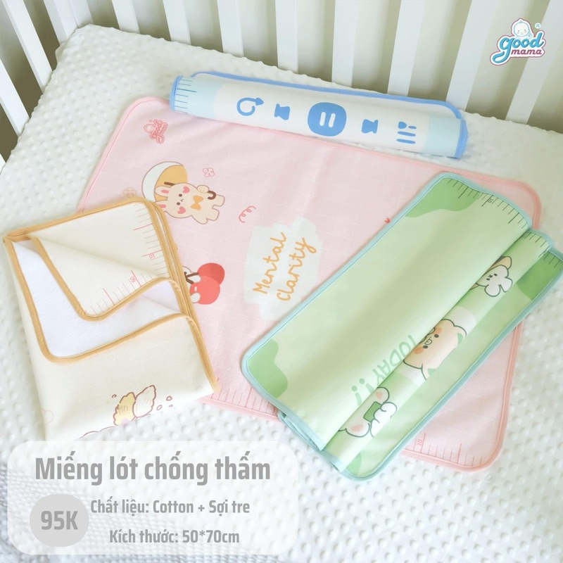 Lót Chống Thấm Cotton - Sợi Tre Tấm Lót Thay Tã Bỉm Chống Thấm Cho Bé Sơ Sinh 4 lớp KT 50*70cm