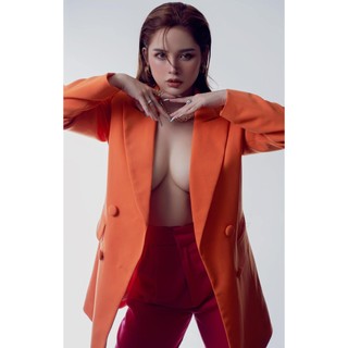 Áo blazer nữ màu cam [MAY THEO SỐ ĐO] - áo khoác vest - chất liệu cao cấp, 2 lớp - lót lụa form 4 nút