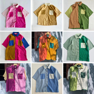 Áo ghép vải linen tưng premium - Mé Hè
