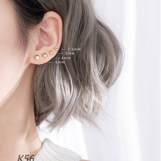 Bông tai nữ bạc 925 hạt bi tròn mindot (1 chiếc) | HARMONY ACCESSORIES K56