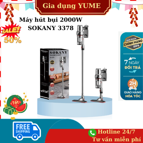 Máy hút bụi cầm tay GIA ĐÌNH SOKANY lực hút 20000 Pa ,máy hút bụi gia đình 3378 Loại Có Dây 4M.Bảo hành 12 tháng