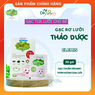 Gạc rơ lưỡi thảo dược Elemis, làm sạch và bảo vệ khoang miệng, khỏi lo nấm lưỡi tưa lưỡi cho bé - 30 gói/hộp - DK Pharma