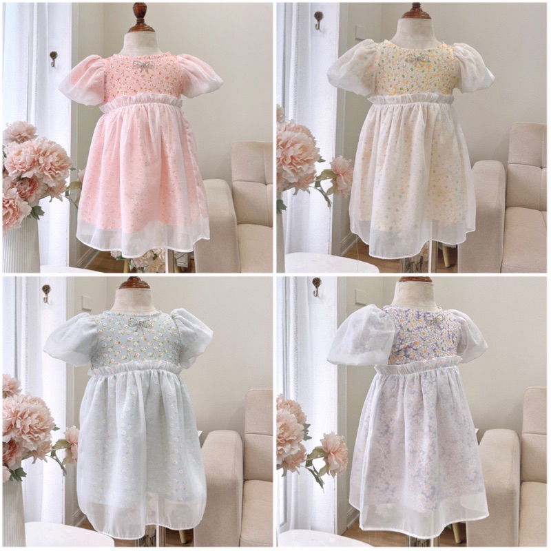 V 2327 - VÁY TIỂU THƯ XỐP TƠ 4 MÀU PASTEL 8-26kg- XUHASHOPBABY