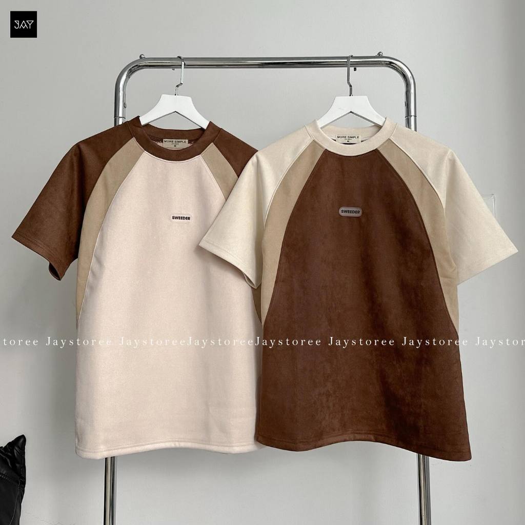 Áo thun tay lỡ vải da lộn DATO màu ĐEN/XÁM - áo phông phối màu form rộng unisex nam nữ/ 🖤 JEJUL | BigBuy360 - bigbuy360.vn
