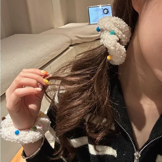 Cột tóc vải lông scrunchies dễ thương Tím Store
