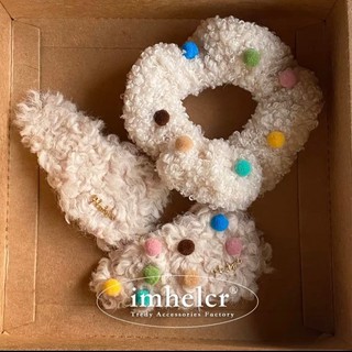 Cột tóc vải lông scrunchies dễ thương Tím Store