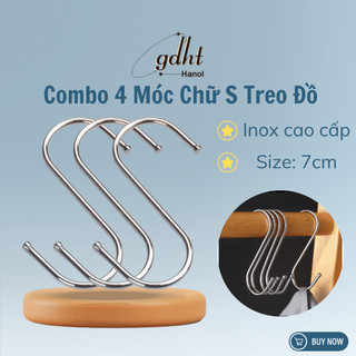 Combo 4 Móc treo đồ hình chữ S treo quần áo siêu chắc chắn, móc treo quần áo tiện lợi Huytuan3010