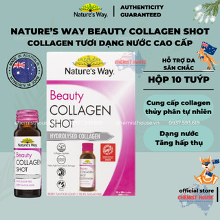 Nature's Way Collagen Shot Nước Thủy Phân VERISOL Hộp 10 Chai Hàng Nội Địa Úc Đẹp Da Trẻ Hóa Vị Dễ Uống 98% K Đường