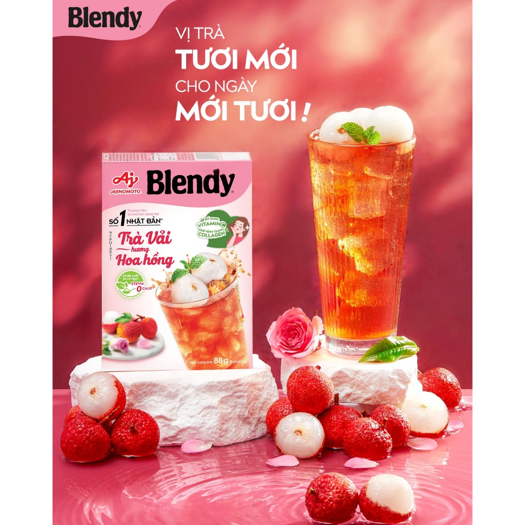 Combo 2 Hộp Trà Vải Hương Hoa Hồng Blendy® 11g/Gói (1 Hộp 8 Gói)