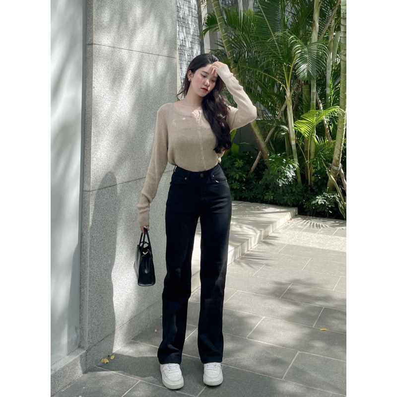 Quần Jeans Suông Culottes Dáng Dài Xuất Chuẩn