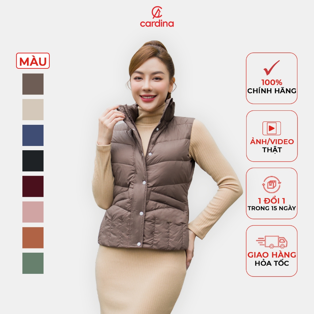 Áo Phao Lông Vũ Nữ CARDINA Cao Cấp  Kiểu Dáng Gile Siêu Nhẹ Siêu Ấm 3PF02
