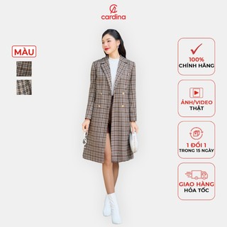  Áo măng tô nữ CARDINA họa tiết kẻ dáng dài tôn dáng trẻ trung năng động 3AMD02 