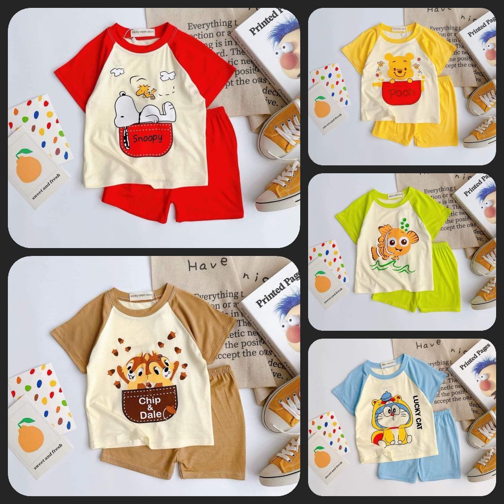 Bộ Thun Lạnh Minky Mom cho bé từ 6 - 16kg mặc rộng rãi, vải mềm mát, giặc máy thoải mái - MÃ MS3