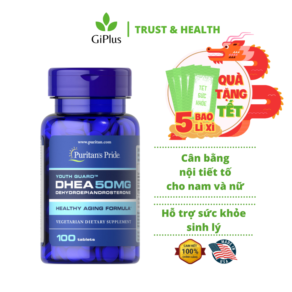 Viên Uống Tăng Cường Nội Tiết Tố Puritan’s Pride DHEA 50mg (100 viên/ lọ)