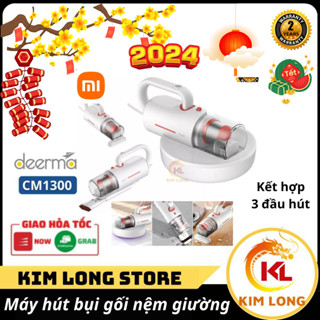 Máy hút bụi gối nệm giường Deerma CM1300 3 in 1 diệt khuẩn bằng tia UV, lực hút 12000Pa làm sạch cả sofa - ghế