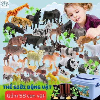 Bộ đồ chơi 58 chi tiết khủng long hoang dã, khám phá thế giới khủng long, bộ động vật cho bé đồ chơi mô hình động vật.