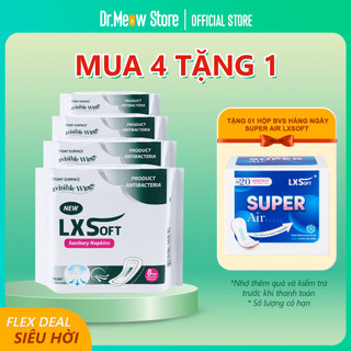 COMBO 4 Gói Tặng 1 Băng Vệ Sinh LXSoft nhập khẩu Hàn Quốc Ban Ngày Cánh Tàng Hình 8 miếng/240mm - Siêu thấm hút