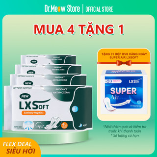 COMBO 4 Gói Tặng 1 Băng Vệ Sinh LXSoft nhập khẩu Hàn Quốc Ban Đêm 4 miếng/338mm - Siêu thấm hút - Thoải mái tuyệt vời