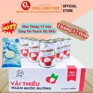 Thùng 12 Hộp Vải Thiều Ngâm Nước Đường Lon 565 gram