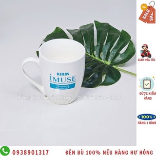 Ly sứ trắng trơn có quai Imuse 350ml in chữ xanh