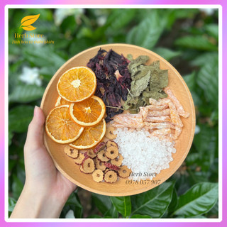 Trà cam bạc hà detox thảo mộc gồm cam, bạc hà, táo đỏ..