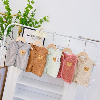 [SIÊU ĐẸP SIÊU NHẸ, SIÊU ẤM ]  Áo Gilê lông cừu siêu mềm, siêu mịn cho bé 3-15kg - AGLLC0380 - (Giao màu ngẫu nhiên )