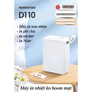 Máy in tem nhãn mini kết nối BLUETOOTH bằng ĐT để in ghi chú - note - sticker bằng app Niimbot D110 phù hợp IOS/ANDROID